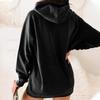 Women's Fashion Leisure Solid Color Pocket Long Sleeve Hooded Pullover Top