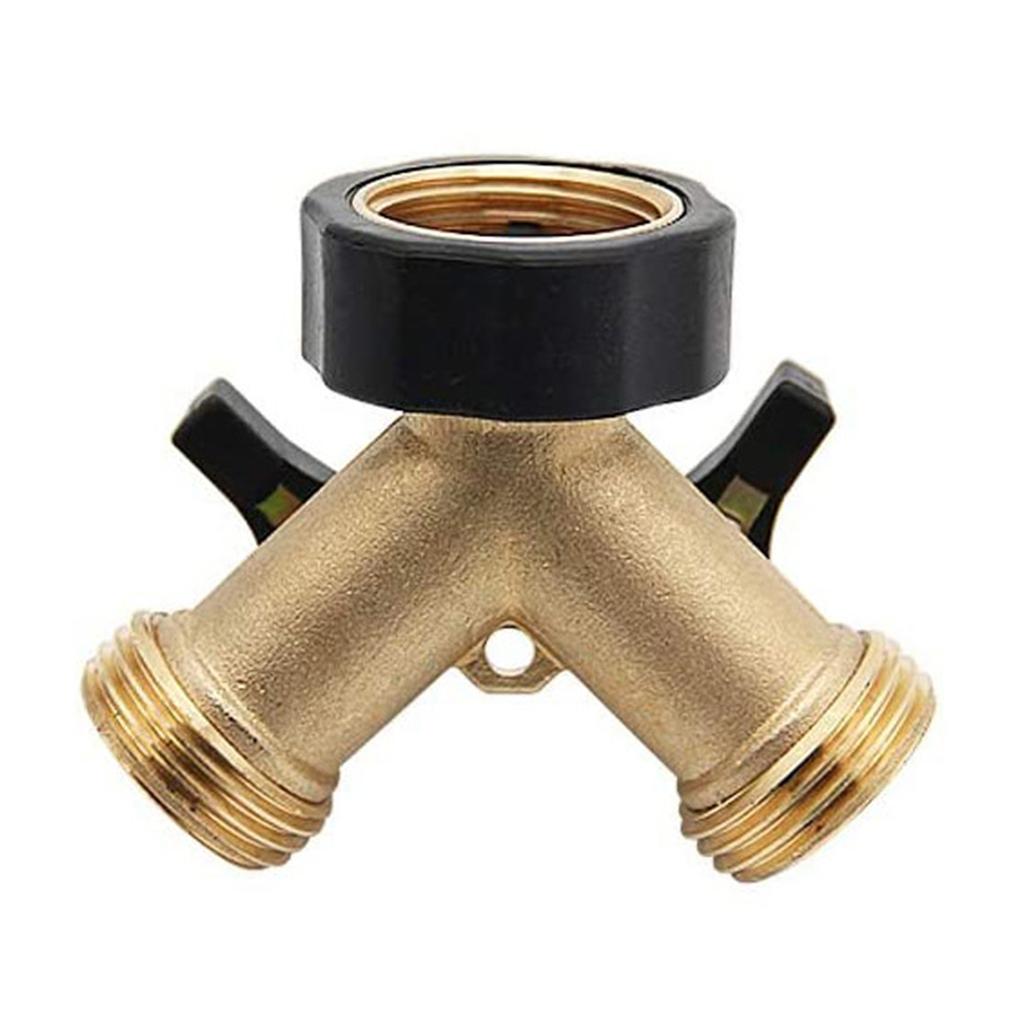 Dual-Outlet Brass Faucet Irrigation Ball Valve Adapter Garden Tap Hose Splitter 2 Ways Faucet Adapter Fitting 3/4" US/EU