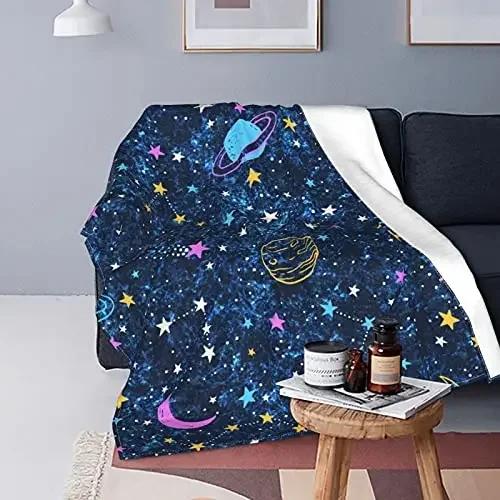 Coperta in Flanella a Stelle Blu e Bianche Coperta per Aria Condizionata per Tutte le Stagioni Divano Salotto Misura King Queen