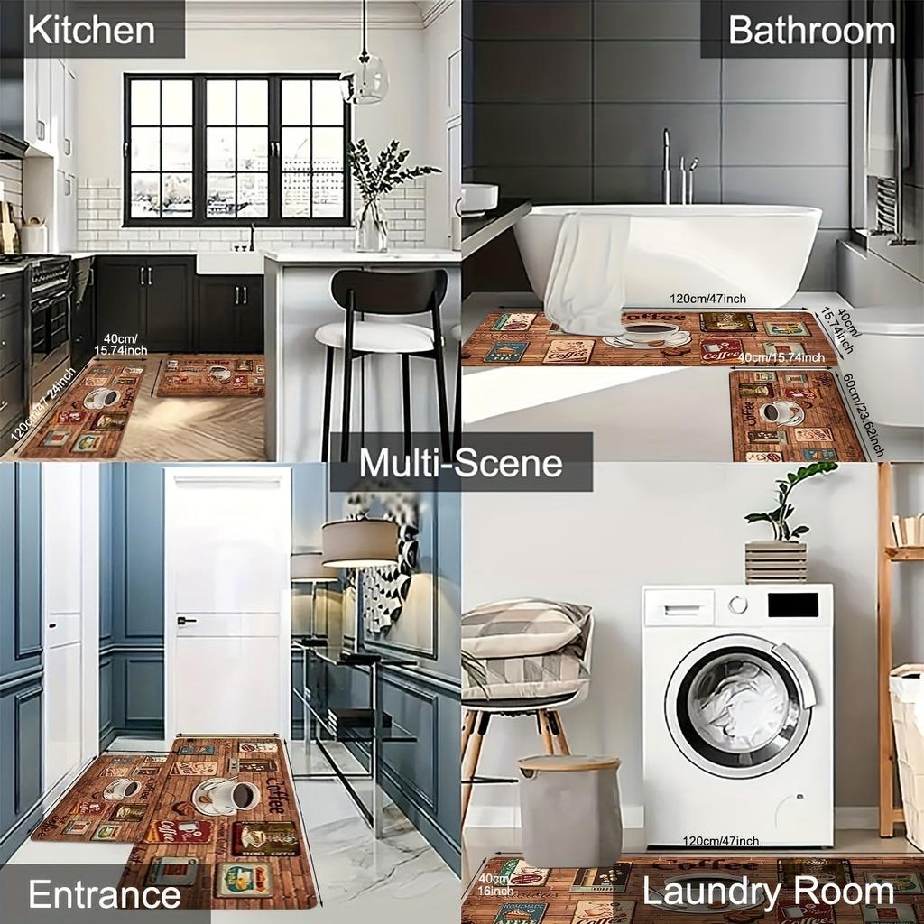 1PC Coffee Pattern Home Door Mats Kitchen Rugs Non-Slip Pop Design Living Room Rugs Bath Mat Carpet for Home Sink Laundry Decor