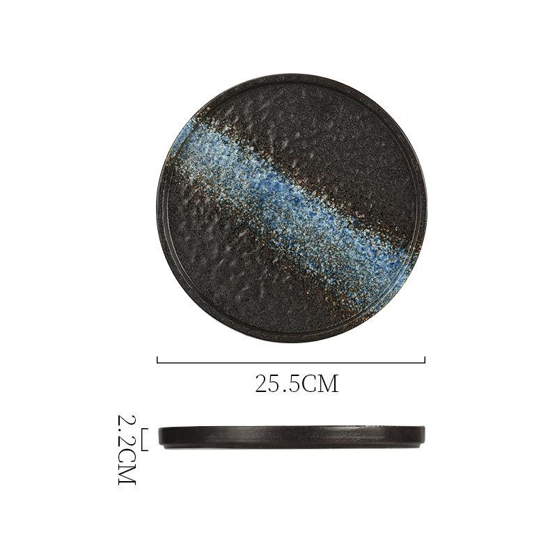 Japanese Creative Steak Plate Ceramic Tableware With Edge Flat Plate A Variety Of Retro Western Plate Flat Plate