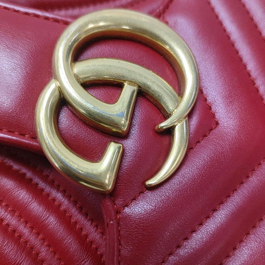 [Pre-Owned] Gucci GG Marmont Small Matelassé Shoulder Bag 'Red' - Very Good #1PW02BC