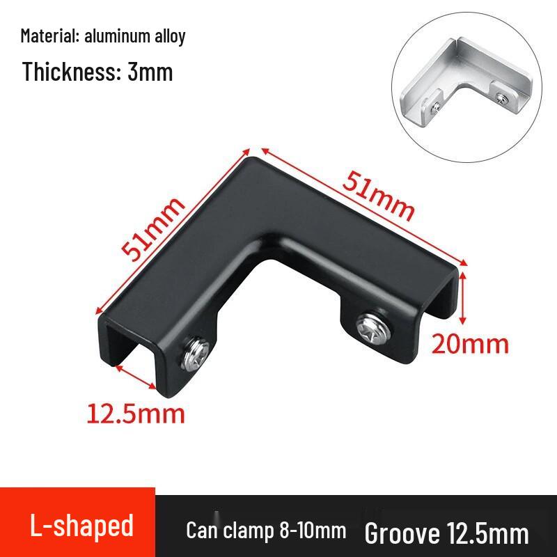 L-Shaped Right Angle Aluminum Kitchen Sink Clamp & Glass Shelf Clip