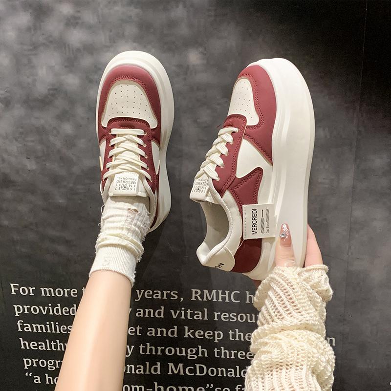 

Модные Модные и Универсальные Спортивные Туфли для Женщин Повседневные и Удобные Спортивные Туфли Новые Осенние Вулканизированные Белые Туфли для Женщин 40 кларет