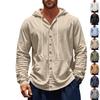 Spring/Autumn Loose-Fit Men's Shirt Relaxed Linen Casual Simple Beach Hooded Long-Sleeved Shirt