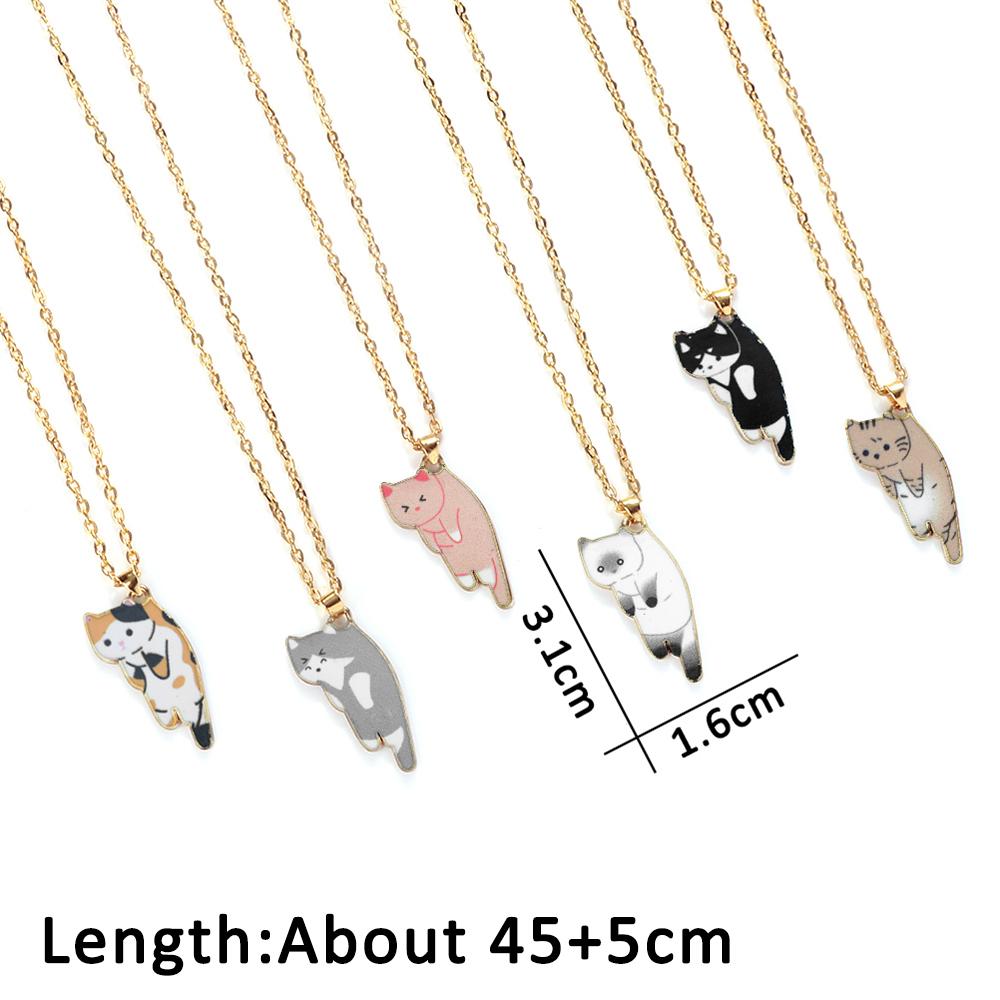Cute Cats Pendant Necklaces for Girl Cartoon Animal Kitten Golden Alloy Chain with Lobster Clasp Fashion Jewelry Gifts for Women