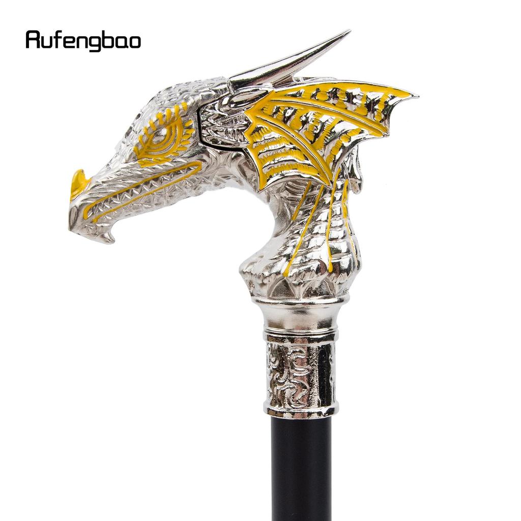 Bengala de luxo dourada e branca com cabeça de dragão, bengala decorativa fashion, bastão de caminhada elegante para cosplay, cavalheiro, botão de báculo 94cm