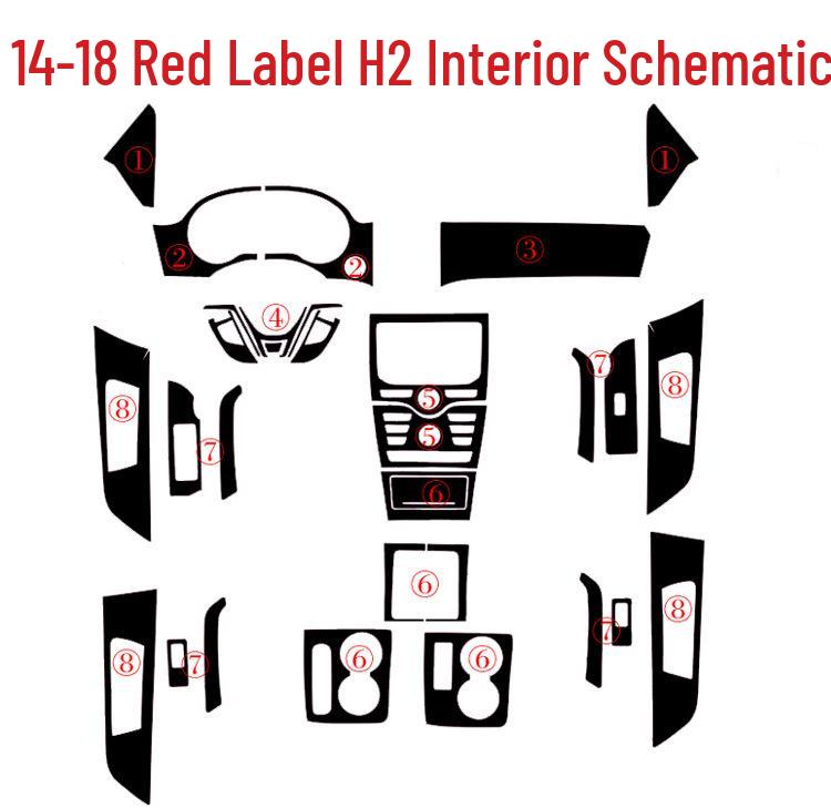 2014-2018 Haval H2 Red Label Interior Stickers: Gear Shift & Console Decoration Film