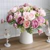 Simulate 5 Roses Korean Style Bouquet Persian Ocean Peony Home Vase Arrangement Decoration Wedding Bride Holding Flower Bouquet