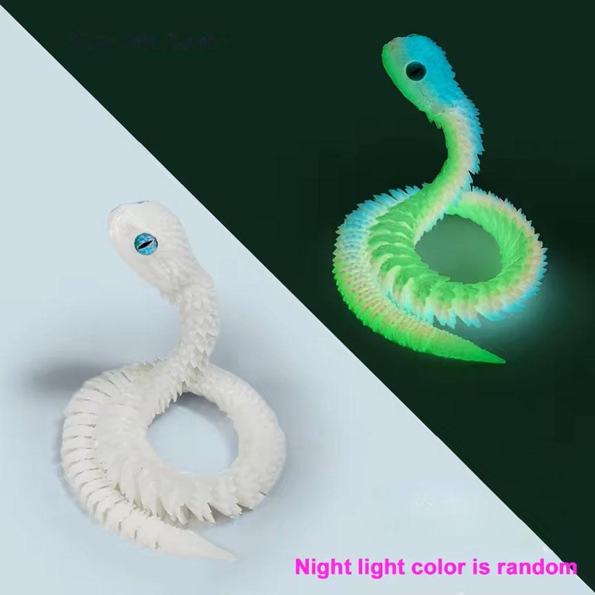 3D Printed Viper Decoration, Glowing Figures With Movable Joints, Animal Models That Can Swing, Household Bookshelf Toys