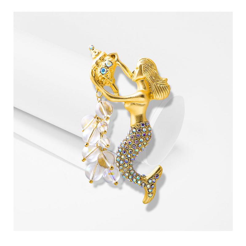 

Mermaid High-end Exquisite Luxury Silk Scarf Buckle Fashion Ins Accessories Brooch 2*5CM
