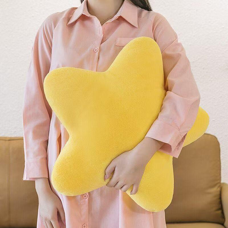 Nordic Star Plush Throw Pillow - Cute Cream Five-Pointed Star Sleep Cushion Toy, Large Size