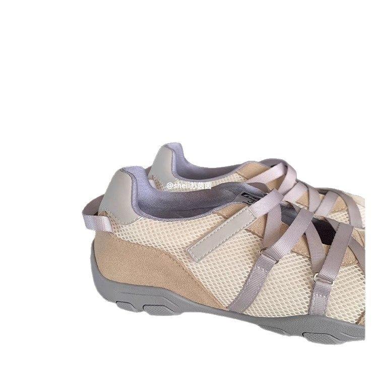 [Real soft leather thick sole] Korean blogger~ Cross-band functional wind ballet Mary Jane casual shoes women's sports shoes