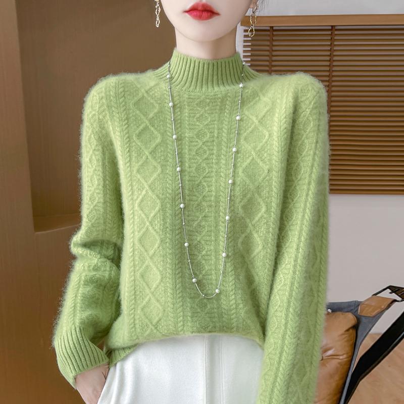 Damen Kaschmirpullover Qinghe Kaschmir 30% Kaschmir 70% Wolle warm und modisch Allrounder Herbst und Winter