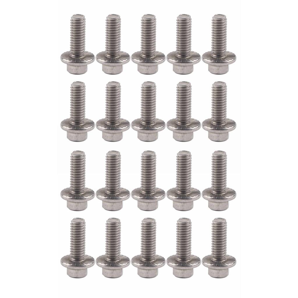 20Pcs Flanged Hex Bolts 304 Stainless Steel Flange Head Screws M6x20 Industrial Construction Fastener