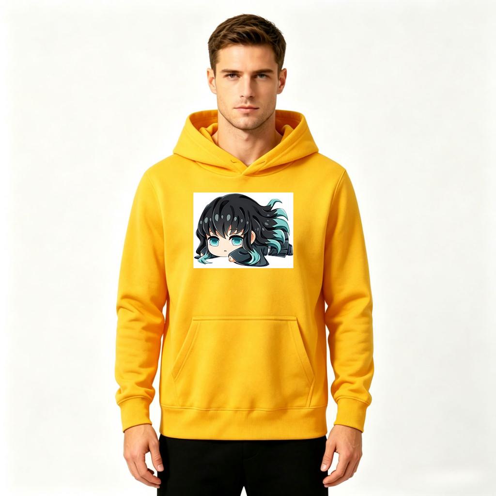 Men's Anime Chibi Character Print Pullover Hoodie Casual Long Sleeve Loose Sweatshirt for Adults