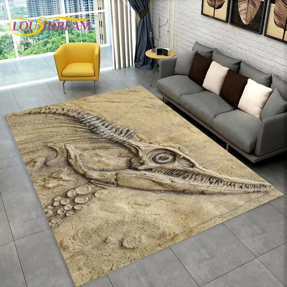 3D Zvířecí Dinosauří Fosilní Série Oblastní Koberec, Kobercový Koberec pro Domácí Obývací Pokoj Ložnice Pohovka Vstupní Rohožka Kuchyňská Dekorace, Protiskluzová Podložka na Podlahu