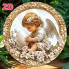 Vintage Metal Floral Angel Art Gold Frame Round Wall Decor Gift Home Cafe