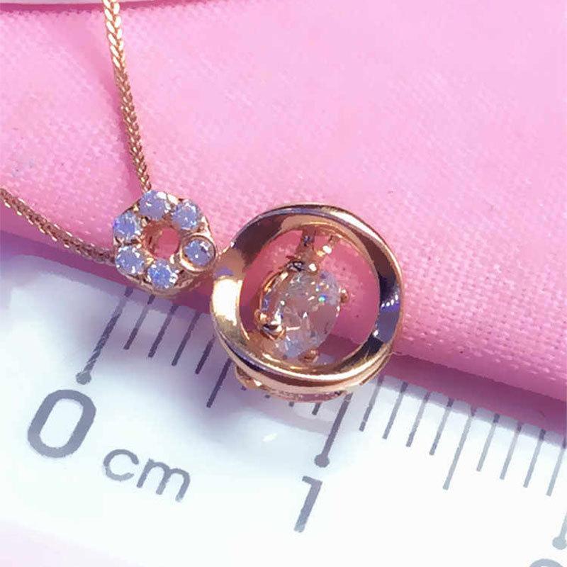 Rose Gold Plated Inlaid Zircon Smart Pendant Fashionable Light Luxury Purple Gold Color Gold Necklace