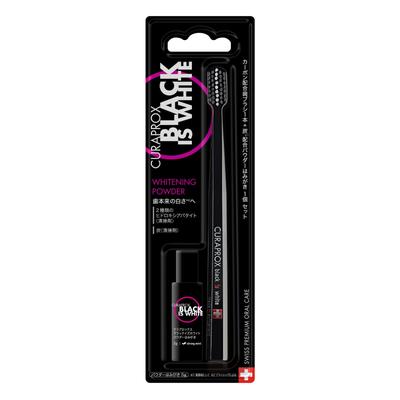 Black Is White Toothbrush Powder Toothpaste (BIW) (1 Brush) + (1 Pack)