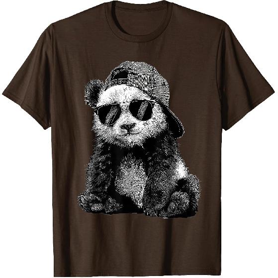 Panda with Sunglasses Graphic Motif Animal Funny Panda Bear T-Shirt
