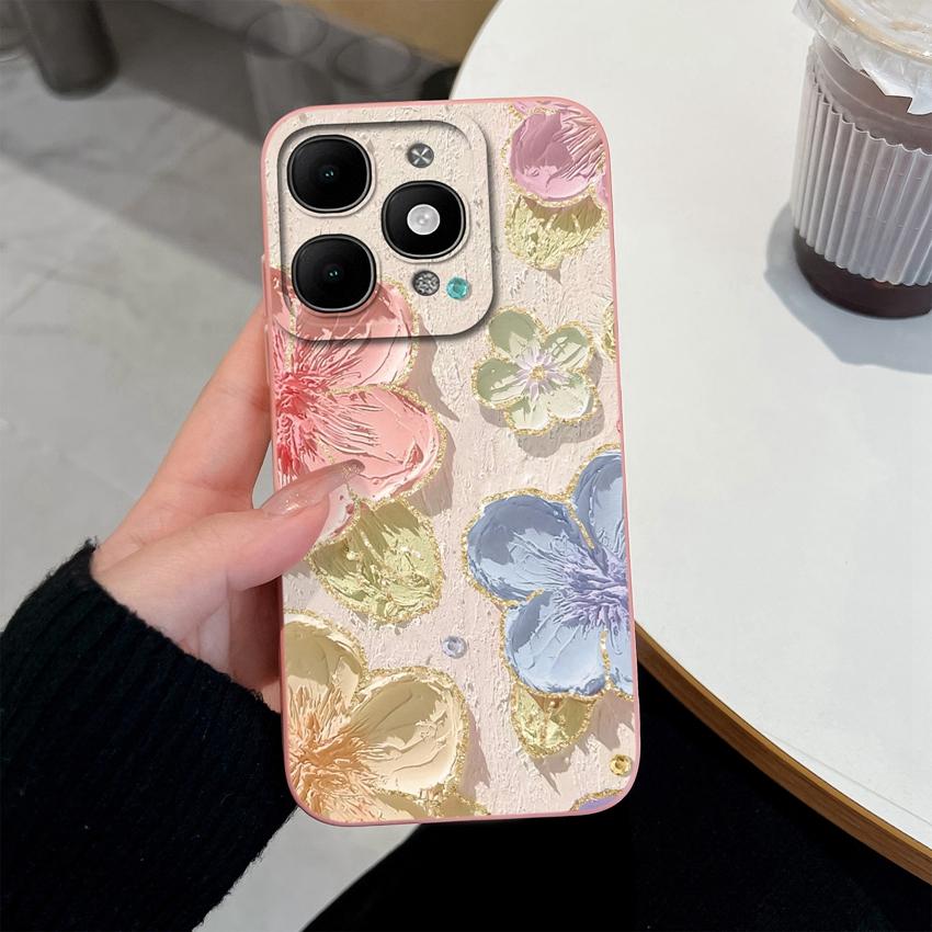 For itel A90 A50C A80 P60 S25 Ultra Power 70 Phone Cover Pretty Flower Pattern Smooth Liquid Silicone Screen Protector Shockproof Case For itel Casing