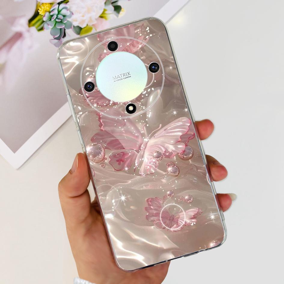 For Honor X9b 5G Case ALI-NX1 Popular Flower Soft Clear Silicon TPU Cover For Honor X9a RMO-NX1 HonorX9 ANY-NX1 Shockproof Funda