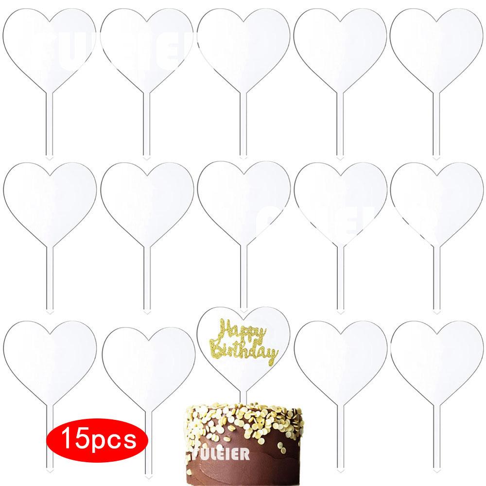 

15pcs DIY Cake Tool Birthday Acrylic Cake Topper Blank No Texts Acrylic Board For Baking Wedding Cake Decorations Tool Indicator