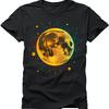 Full Moon Graphic Black Tshirt With Vibrant Swirling Design