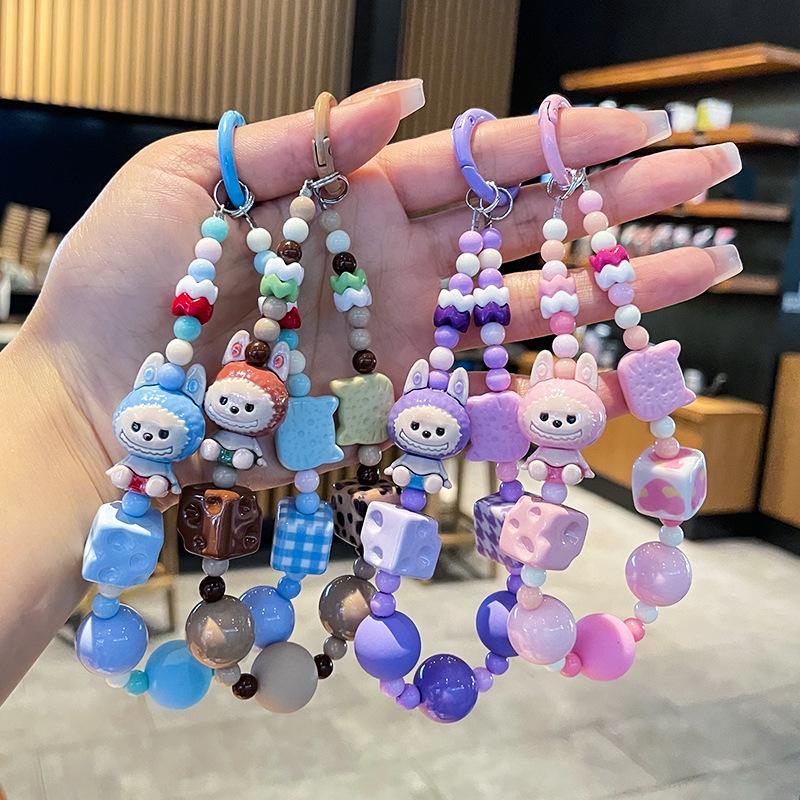 

Phone Anti-lost Chain Creative Beaded Pendant Keychian Backpack Decoration Gifts