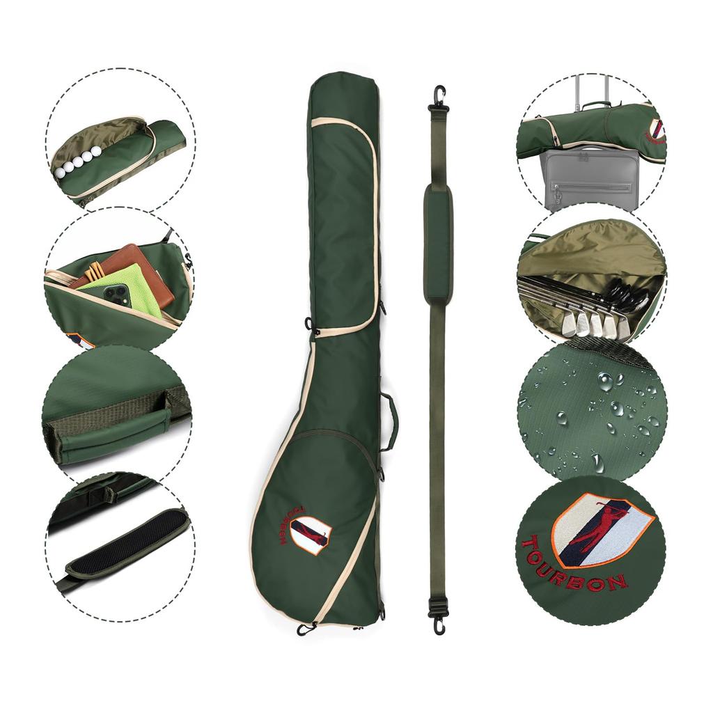 TOURBON Golf Sunday Golf Club Holder Driving Mini Unisex Bag, Carry, Case, Range, Course, Practice, Lightweight, Travel,