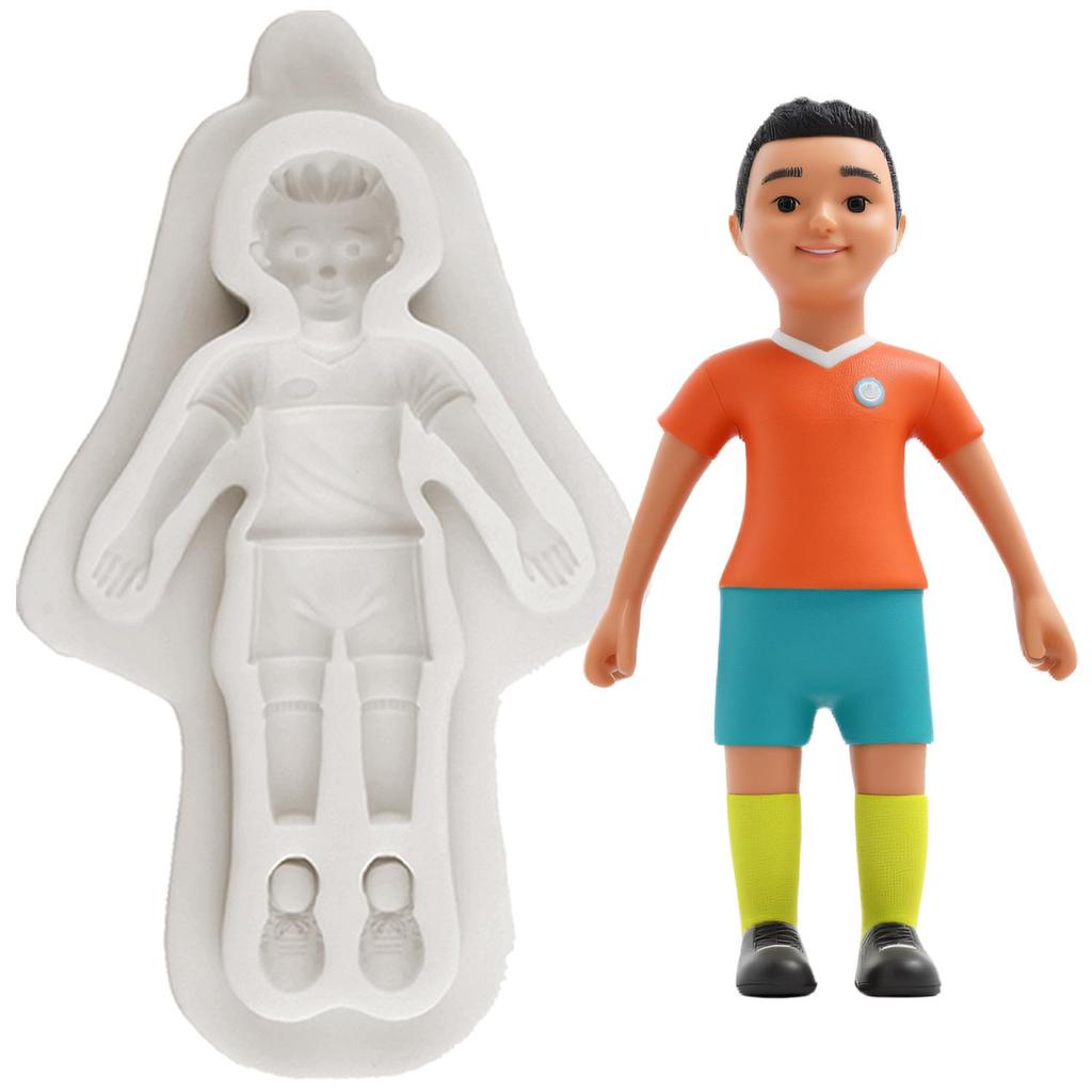 Moldes de Silicone Jogador de Futebol Jogador de Futebol Chuteiras Molde de Fondant Ferramentas para Decoração de Bolo Topper de Cupcake Doce Chocolate Molde de Pasta de Goma