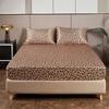 New Satin Fabric Leopard Print Bed Sheet Set Queen High-end Fitted Sheet Flat Sheet Pillowcase Bed Set King Size Bedsheet Sets