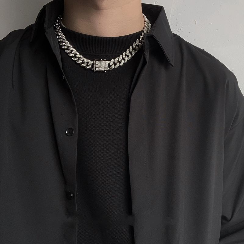Soul Collision Soulcollision Jackson Wang Full Diamond Cuban Necklace Diamond European Hip Hop Ins Bracelet