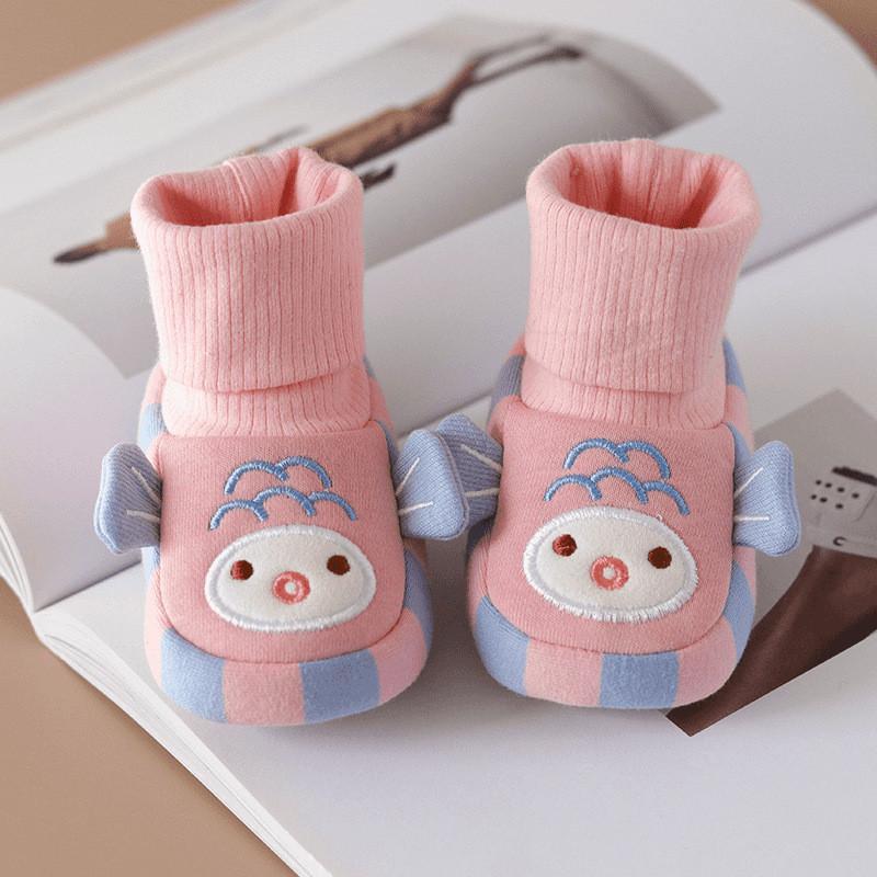 Baby Autumn Cotton Socks Shoes With Nonslip Sole For Toddler Learning To Walk