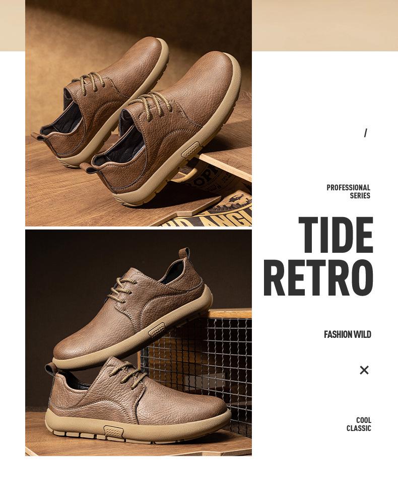 Men's 2025 Winter Retro Leather Casual Sports Shoes - Non-slip, Soft Sole, British Style Work Footwear