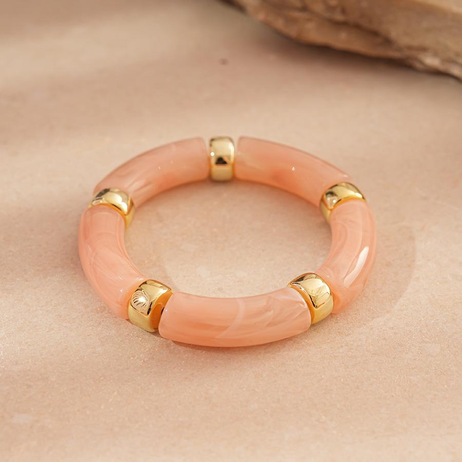 Irregular Pink Acrylic Openning Bangles for Women Personality Sweet Smudging Cuff Bracelet Smooth Resin Wristband