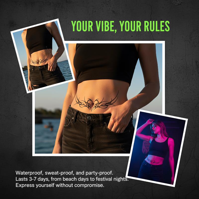 Ove Heart Wings Temporary Tattoo Long-Lasting Magic Waterproof Semi Permanent Body Decor Sticker