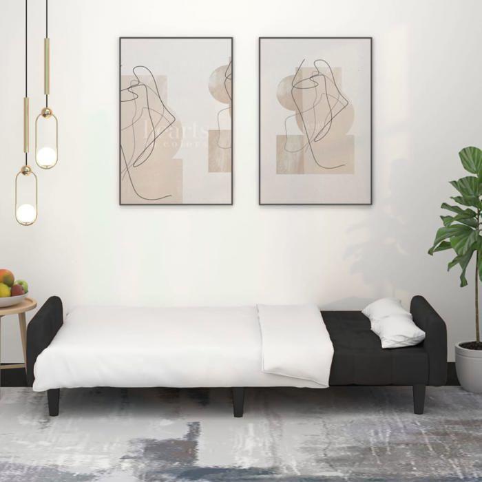 VidaXL Canapé-lit 2 places noir velours 375780