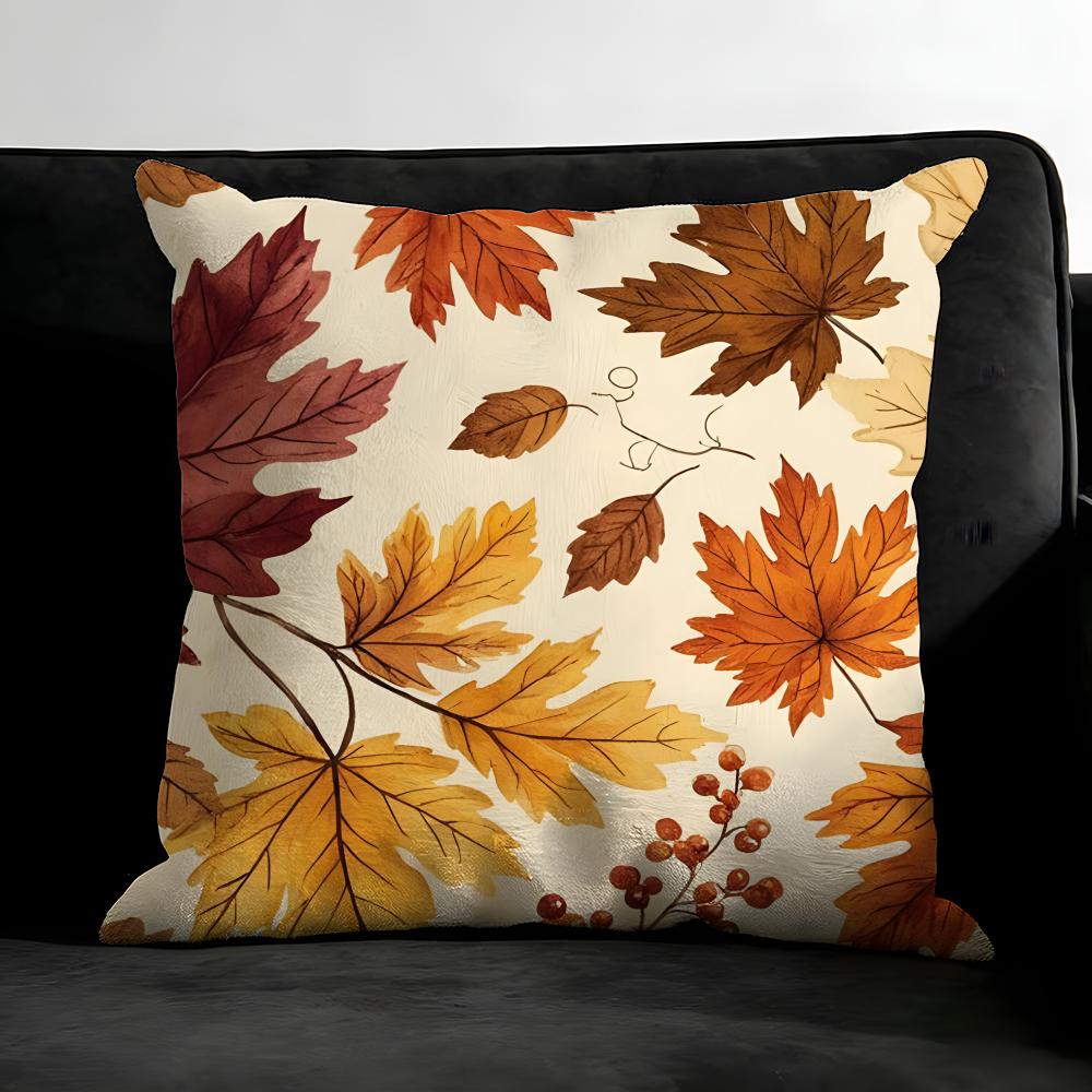 Maple Leaves Luxury Cushion Cover Pillowcase Ultra Soft Skin Friendly Fabric Cloud Like Comfort & Concealed Zipper