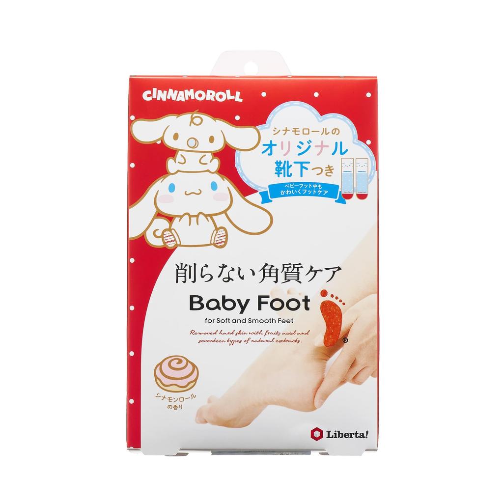 Baby Foot Easy Cinnamoroll Includes Original Heel Callus Care to Pack, 60-Minute Type, Medium, Package, Socks, (Up 27cm)