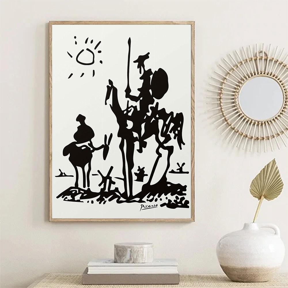 Picasso Kiss Art Bullfight Square Don Quixote Museum Exhibition Poster Wall Hanging Pablo Home Decor Accessories Canvas Painting