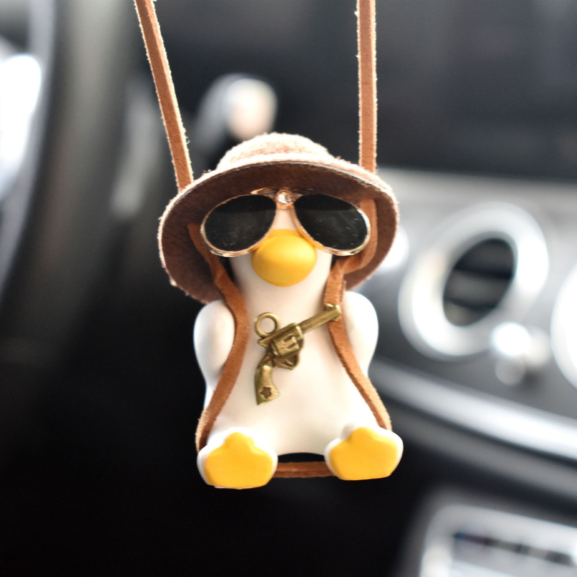 

Car Pendant Swing Duck Car Pendant Spot Car Rearview Mirror Pendant Car coffee hat pistol