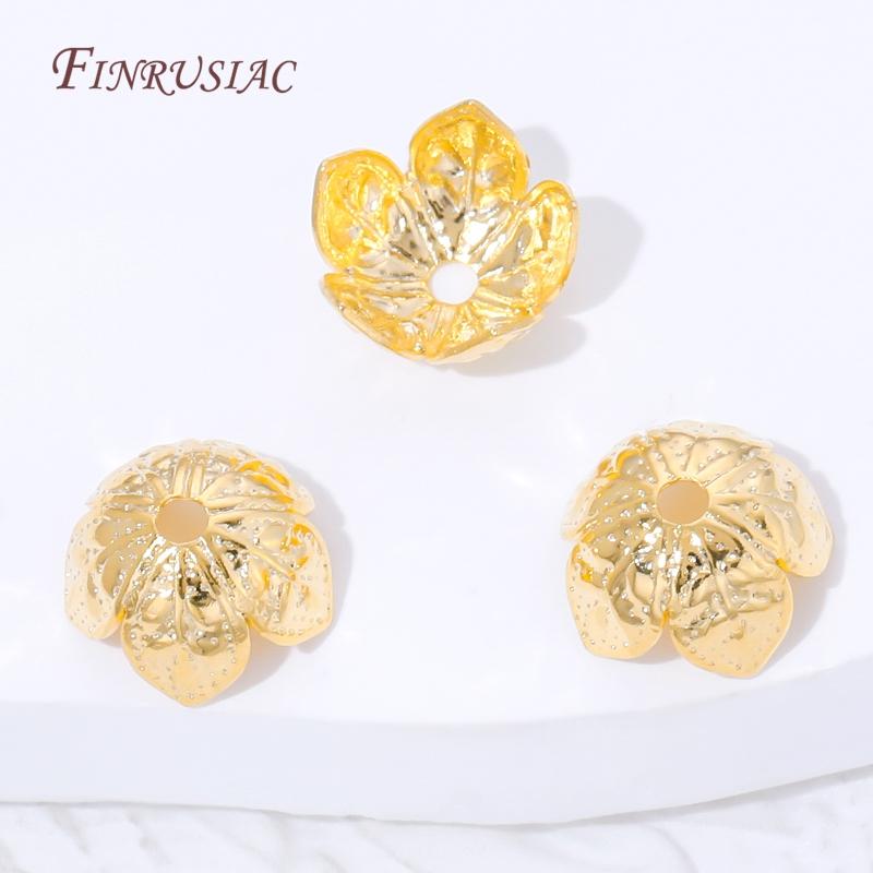 Multiple Styles 18K Gold Plated Beads Caps For Jewelry Making,Brass Flowers Caps For Bracelets DIY Accessories,Tassel End Cap