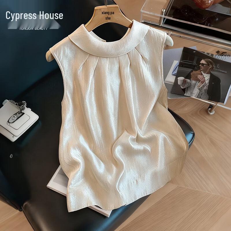 Women s French Style Pleated Sleeveless Top XXL