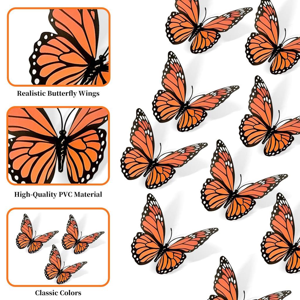 Exclusive 3D Monarch and Emperor Butterfly Orange Simulation for Day of the Dead Halloween Styling