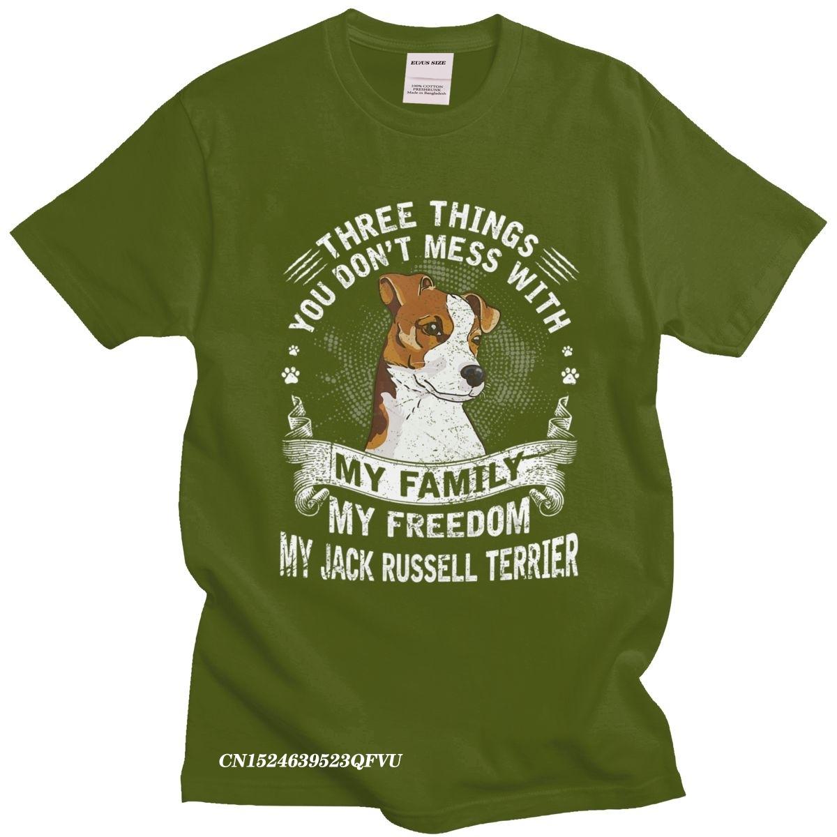

Retro Jack Russell Terrier Tshirt Three Things You Dont Mess With Oversized Cotton TShirt Aesthetic Dog Owner Camisa Tee Shirt 4XL