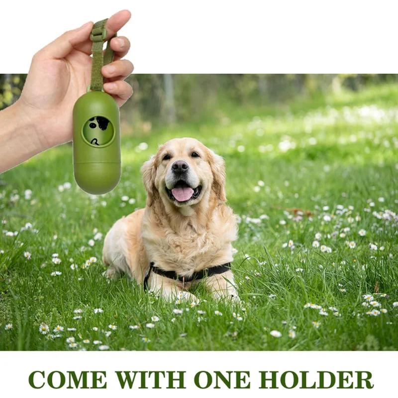 Dog Poop Bag, 1 Roll Biodegradable Dog Waste Bags with 1 Dispenser , Eco-Friendly Leak-Proof Pet Poop Bags for Doggy