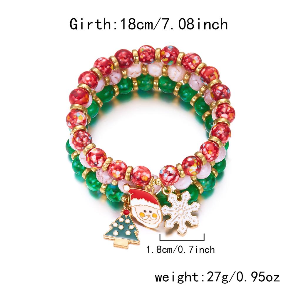 Handmade Christmas Multilayers Beaded Bracelet for Women Santa Claus Snowman Pendant Bangles Holiday Party Xmas Jewelry Gifts
