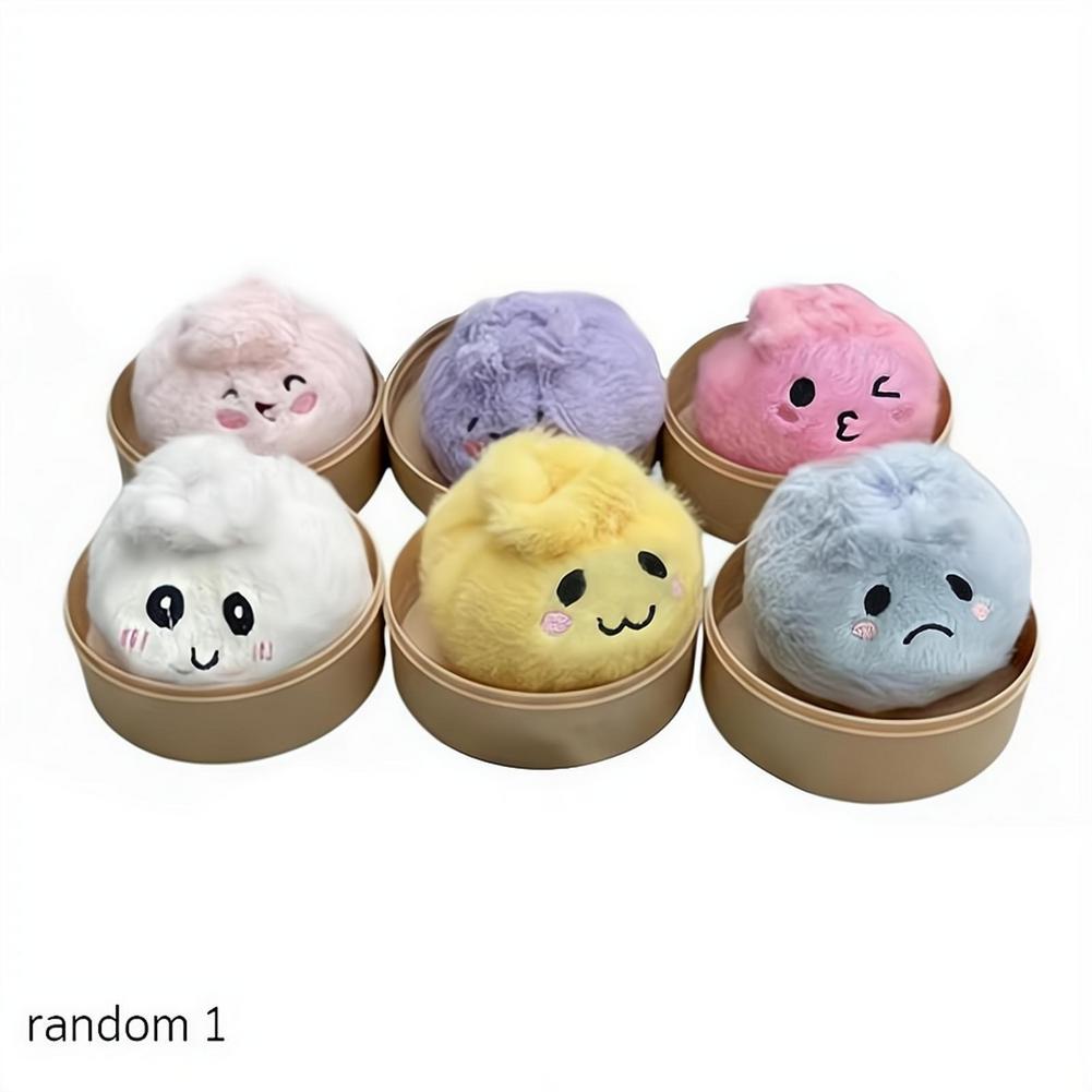 Cute Steamed Bun Plush Keychain Soft Squeeze Toy Kawaii Bao Bag Pendant Lovely Desktop Decor Creative Gift For Teens And Adults